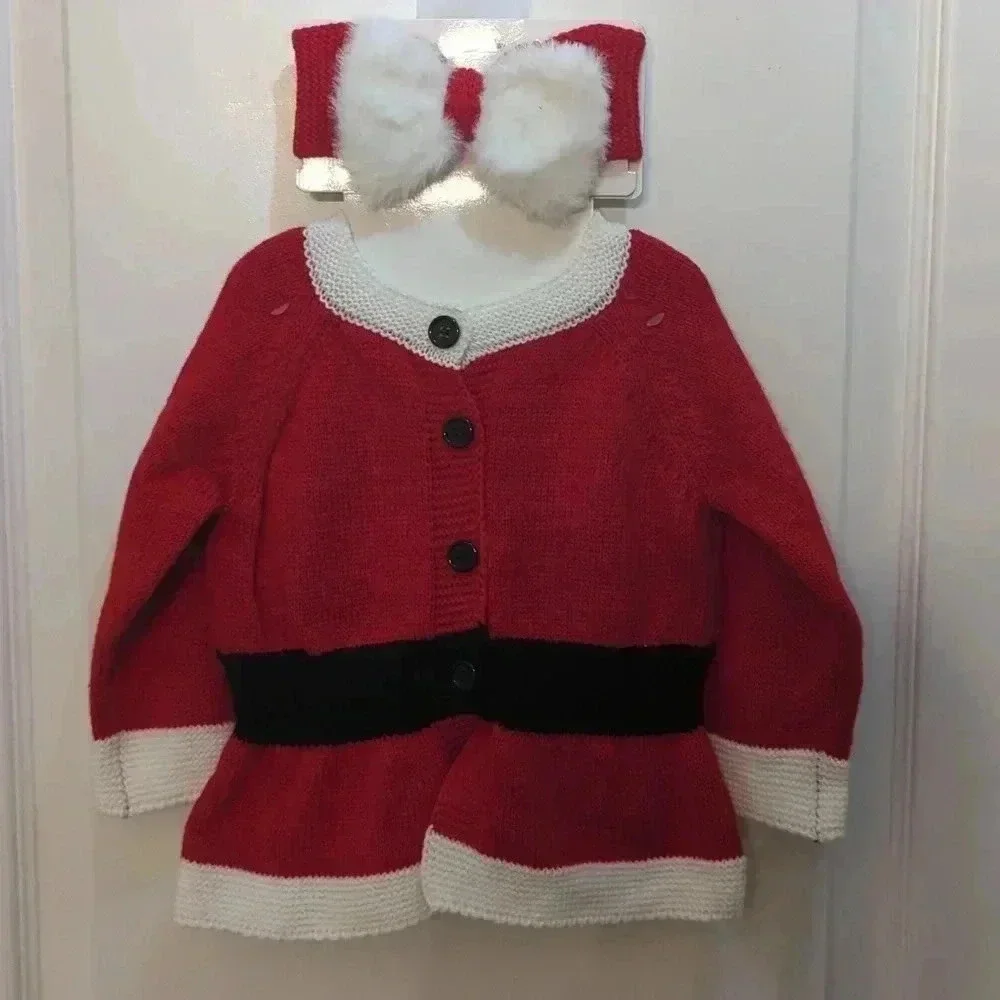 Baby santa sweater with matching Head band